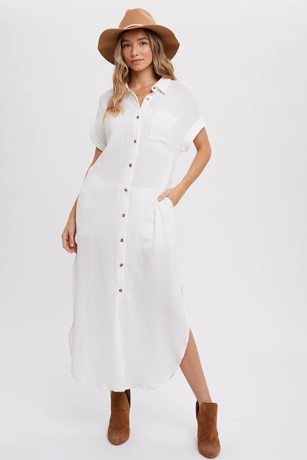 maxi shirt dress with pockets Real Essentials 3 Pack Womens Casual Short Sleeve Maxi T-Shirt Dress with Slit (Available In Plus Size)