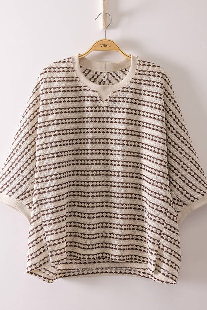 PLUS SIZE Textured Stripe Knit Top 