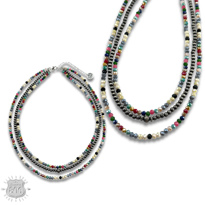 Multi-color and silver beaded necklace