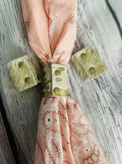 Gold Metallic Cowhide Bandana Slides 