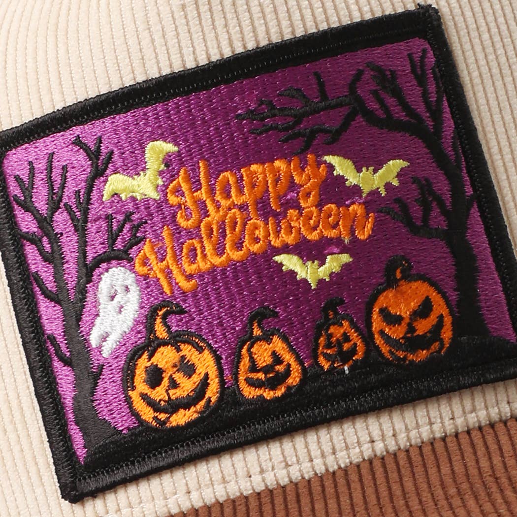 Ghostly Night Patch Two-Tone Corduroy Trucker Hat
