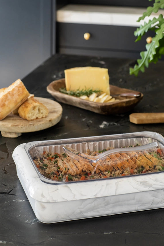 Fancy Panz Cake Set - 9x13 Pan Frame w/ Lid & Serving Spoon - Marble