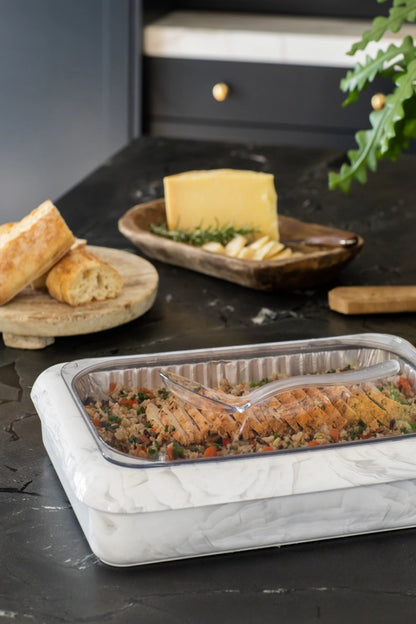 Fancy Panz Cake Set - 9x13 Pan Frame w/ Lid & Serving Spoon - Marble