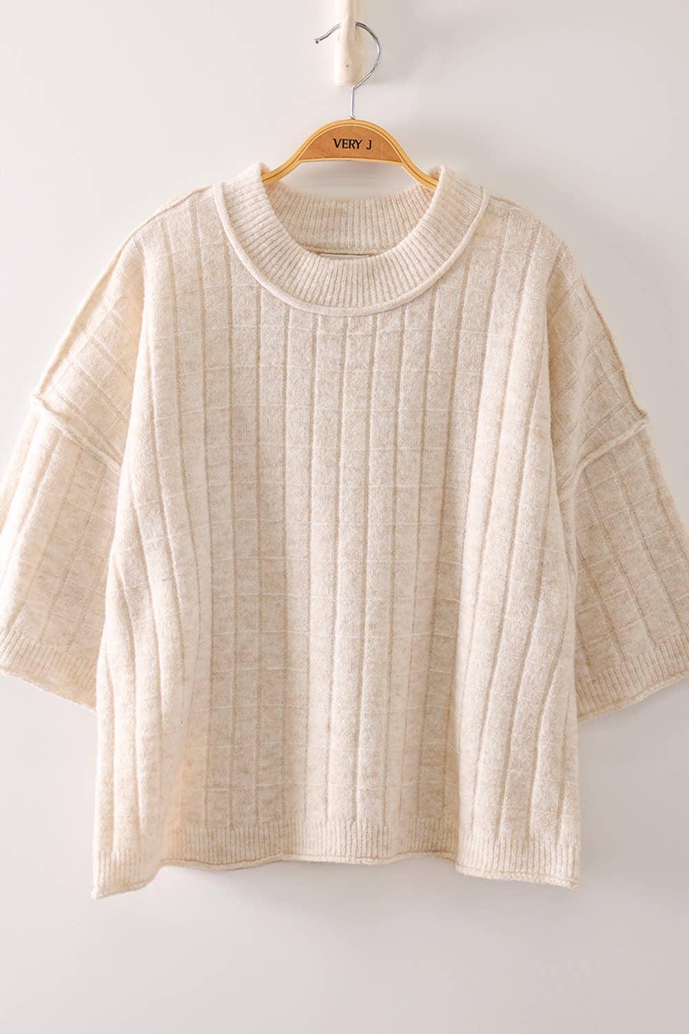 12W3734N-Cropped Length Ribbed Knit Sweater