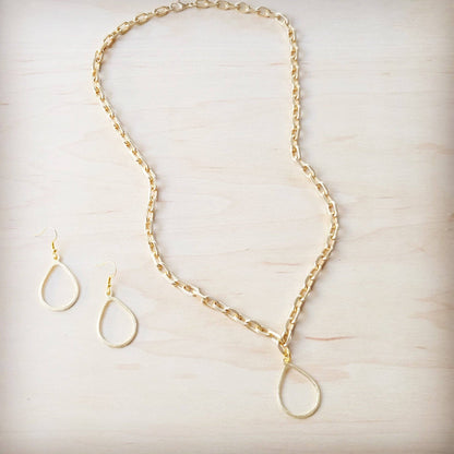 Timeless Droplet Gold Chain Necklace & Earring Set