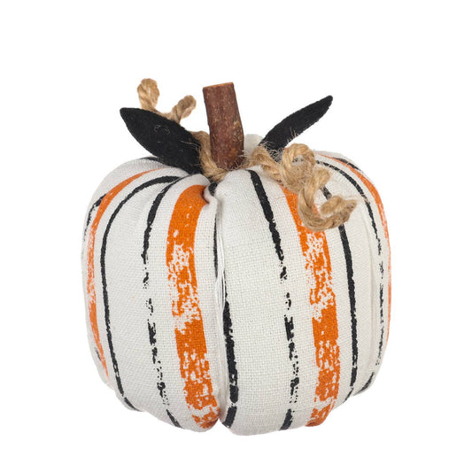 Small Striped Halloween Fabric Pumpkin