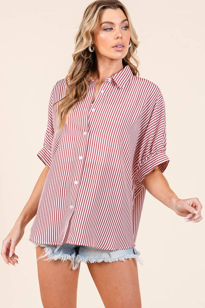 Oversized Short Sleeve Button Down Shirt