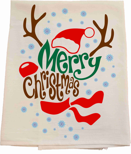 Merry Christmas Reindeer Tea Towel