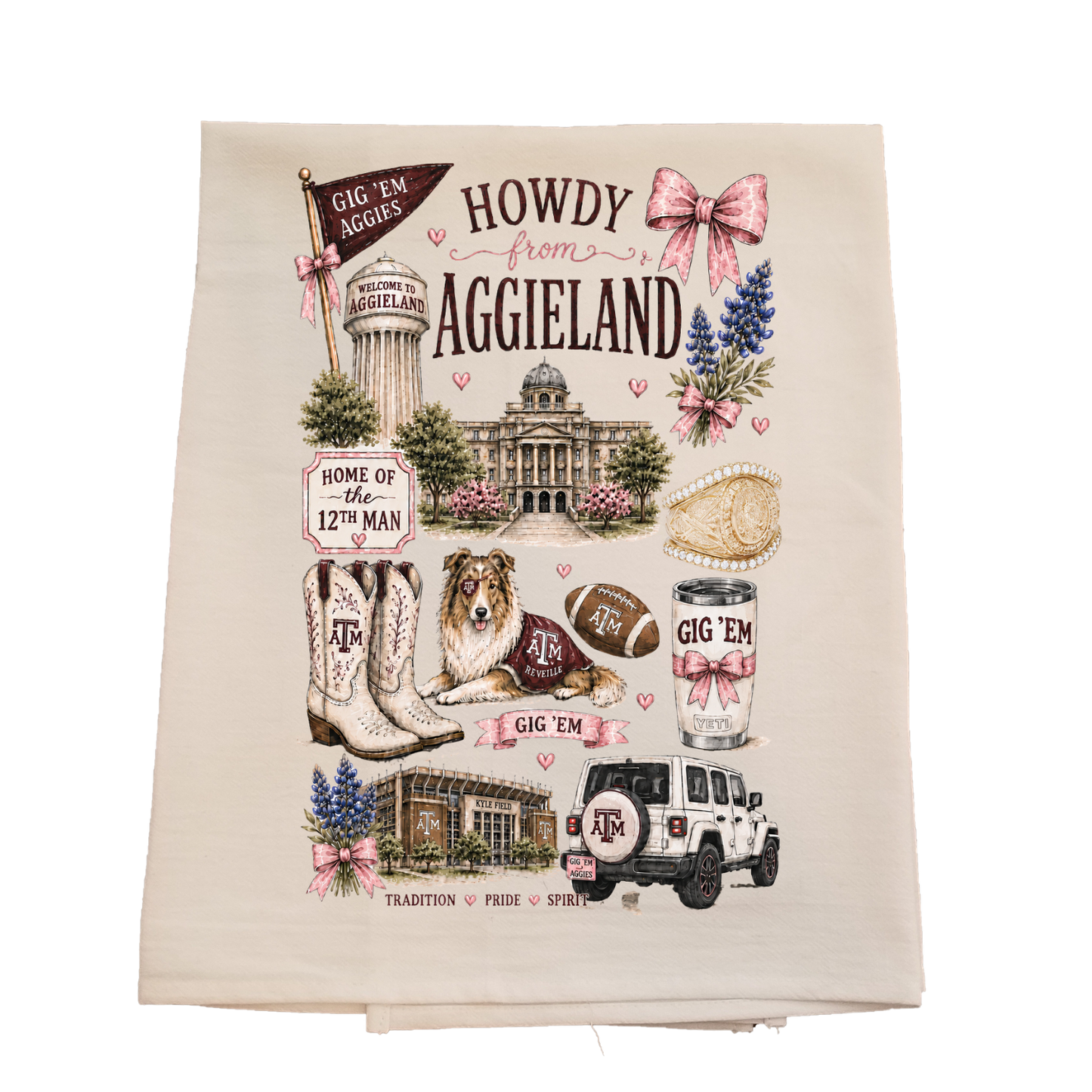 Howdy From Aggieland Tea Towel