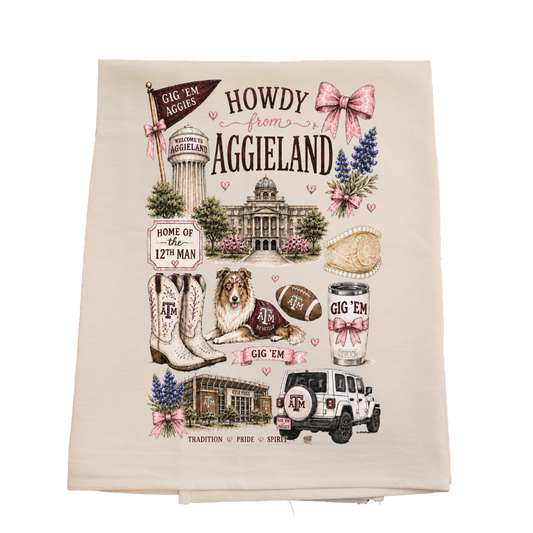 Howdy From Aggieland Tea Towel