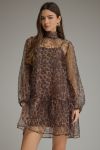 Leopard Balloon Sleeve Mini Dress