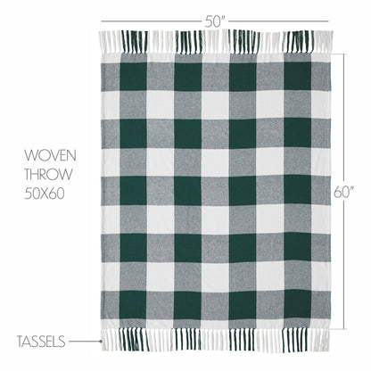 Annie Buffalo Check Hunter Green Woven Throw 50x60