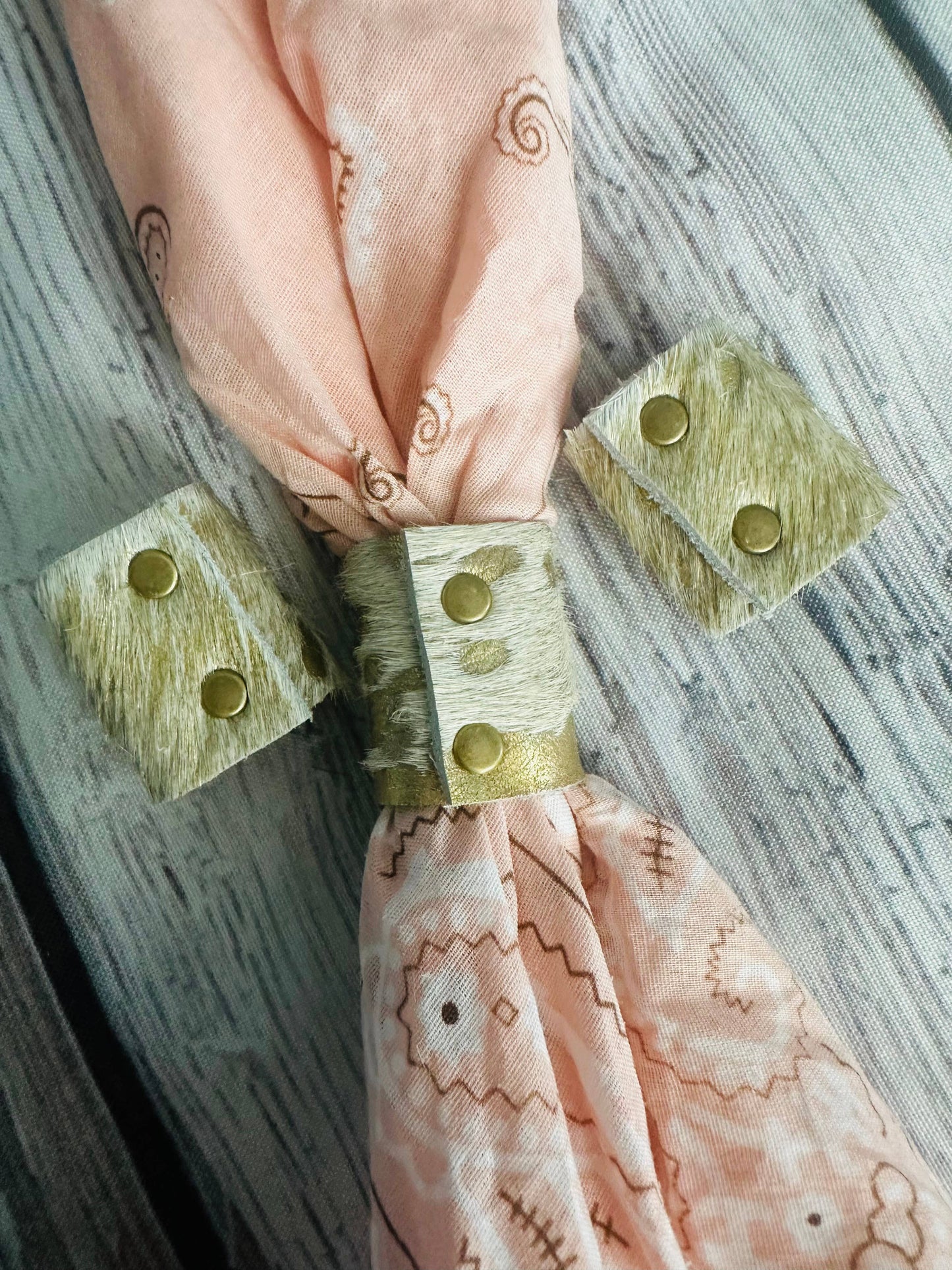 Gold Metallic Cowhide Bandana Slides 