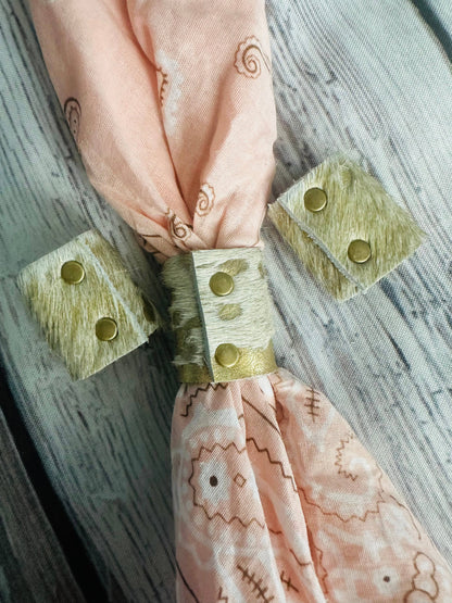 Gold Metallic Cowhide Bandana Slides 