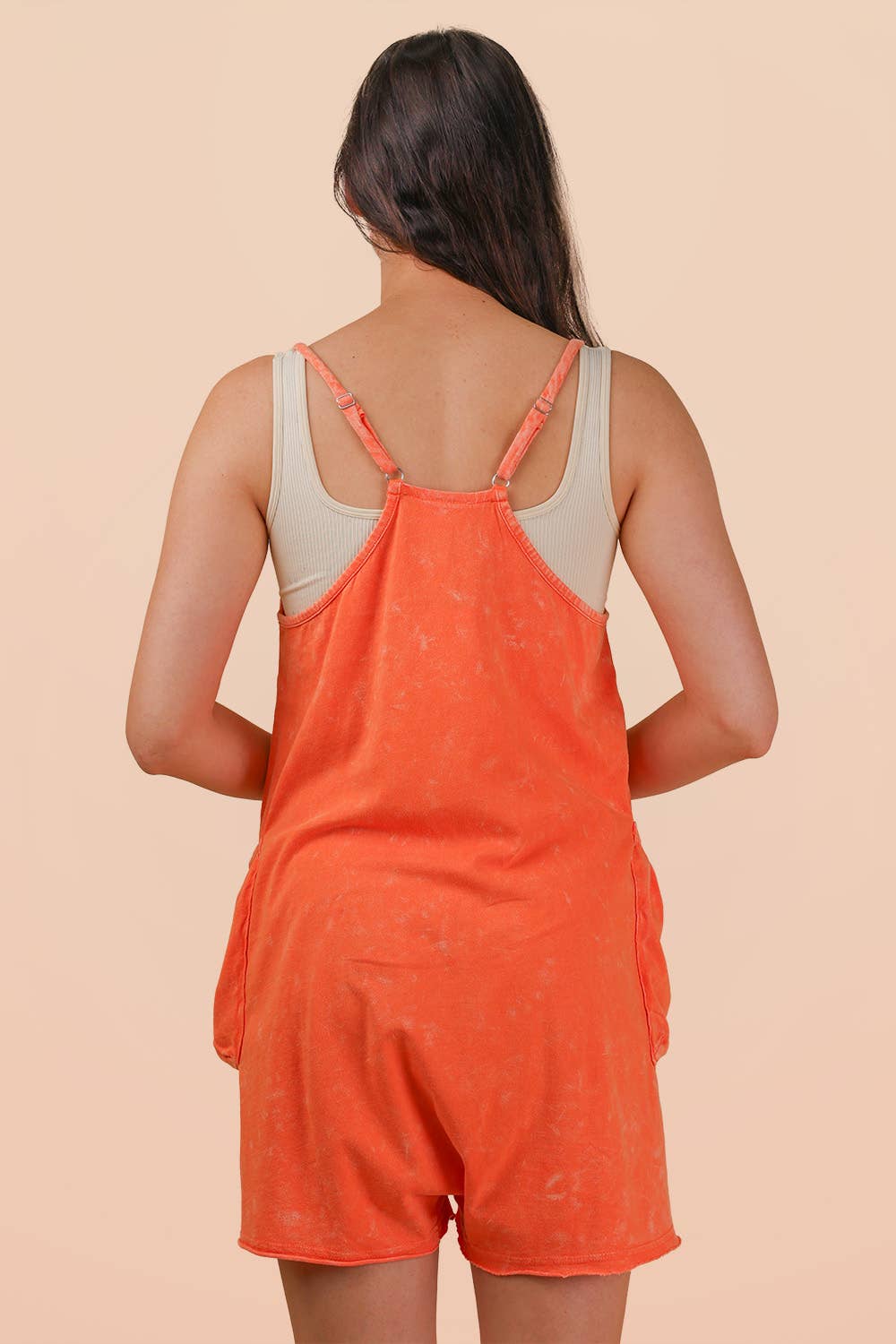 NP70359-Mineral Washed Sleeveless Casual Knit Romper
