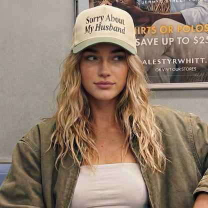 C.C SORRY ABOUT MY HUSBAND Letter Two Tone Trucker Hat