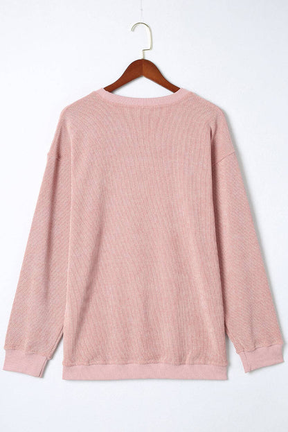 Washed Ribbed Pullover Sweatshirt