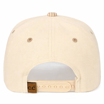 C.C Striped Pattern on Bill Plain Two Tone Trucker Hat