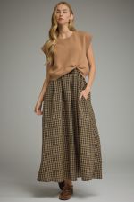 Gingham Sleeveless Midi Dress with Pullover