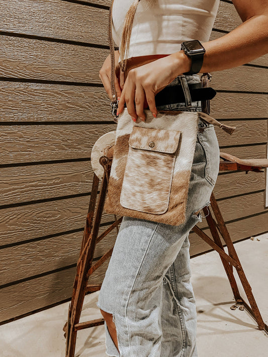 Brown Cowhide Small Crossbody Myra