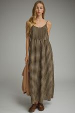 Gingham Sleeveless Midi Dress with Pullover