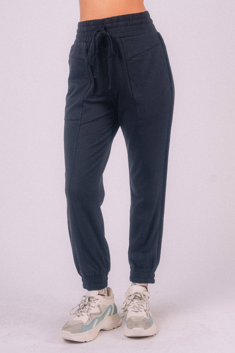 High Waist Solid Knit Jogger Pants