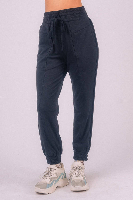 High Waist Solid Knit Jogger Pants