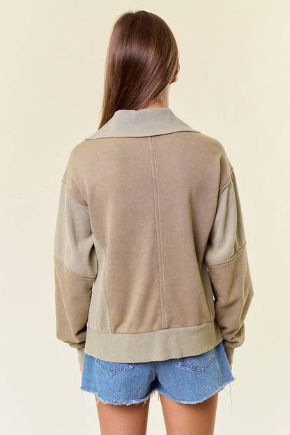 FRENCH TERRY HALF ZIP-UP SWEATSHIRT