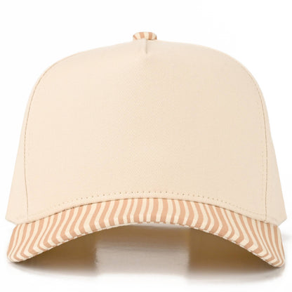 C.C Striped Pattern on Bill Plain Two Tone Trucker Hat