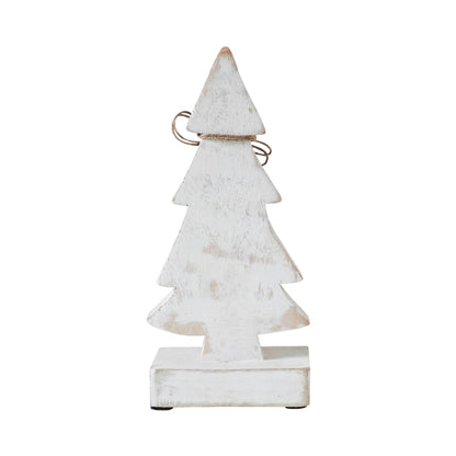 Snowy Tree Textured Wooden White 8.25x4x2.25