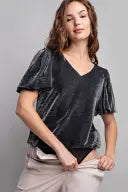 SHIMMER PUFF SLEEVE BODYSUIT