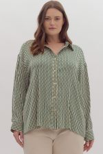 Plus Printed Long Sleeve Button Up