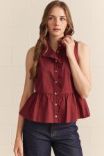 Ruffled Collar Sleeveless Top