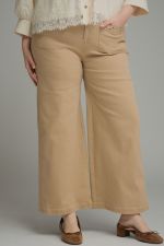 Plus Solid Wide Leg Pants
