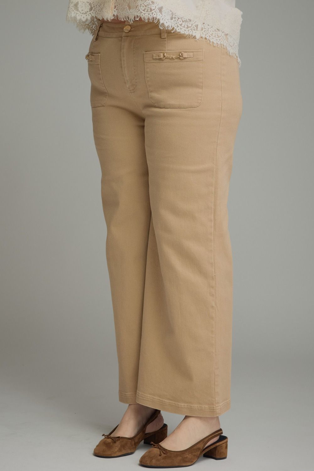 Plus Solid Wide Leg Pants