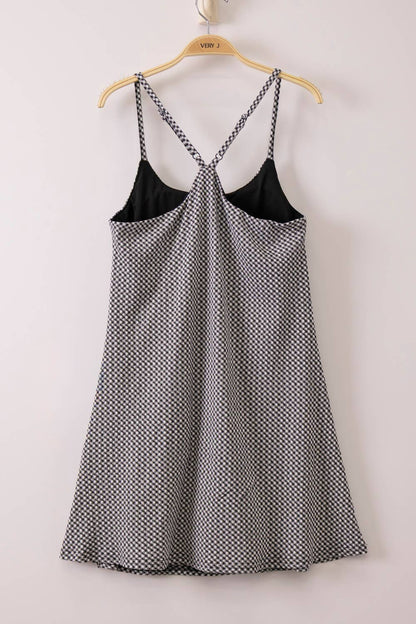 Textured Checkered Knit Activewear Tennis Dress