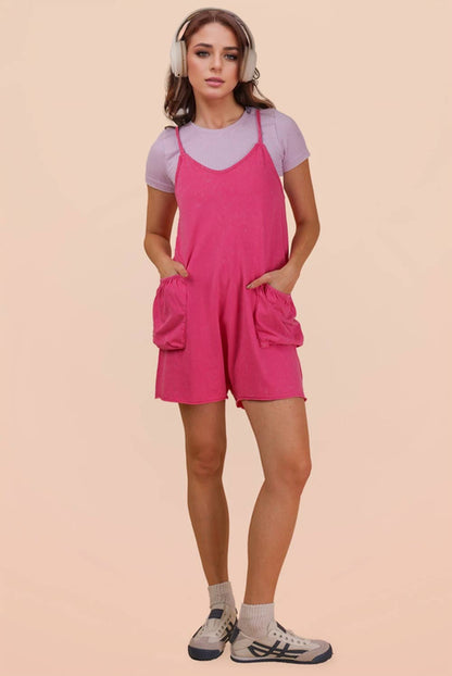 NP70359-Mineral Washed Sleeveless Casual Knit Romper