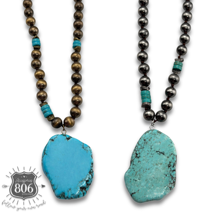 Turquoise pendant western necklace