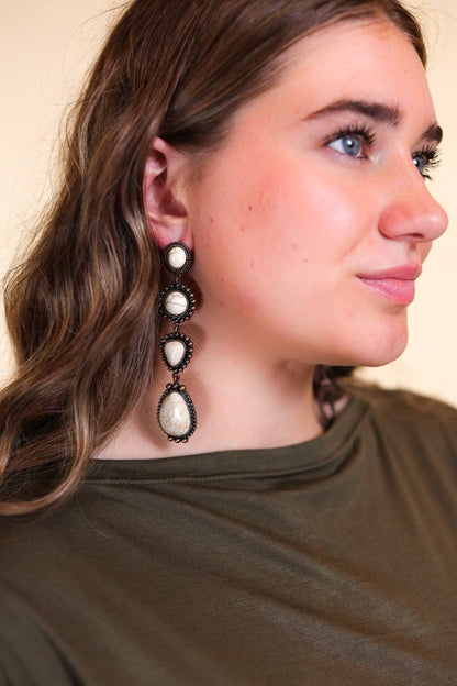 Cream Howlite Rock Copper Dangle Earrings