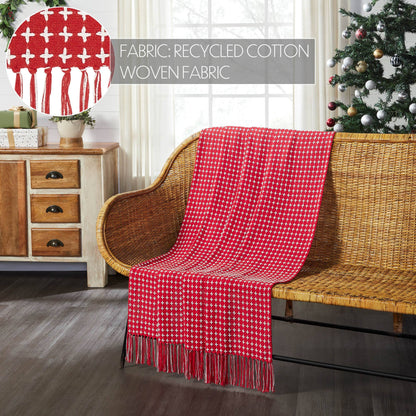 Gallen Red White Woven Throw 50x60