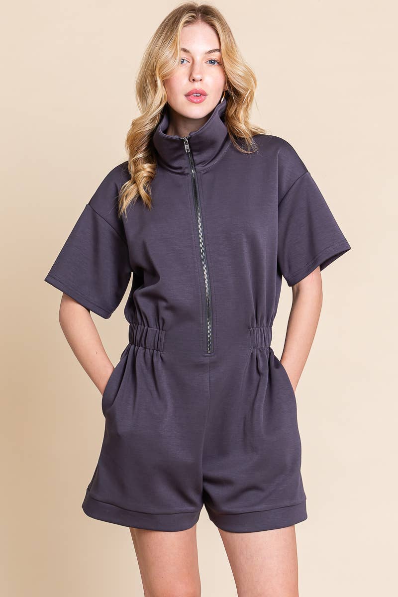 SCUBA ZIP UP ROMPER