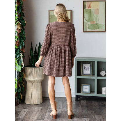 Print Woven Ribbon Tie Short Dress