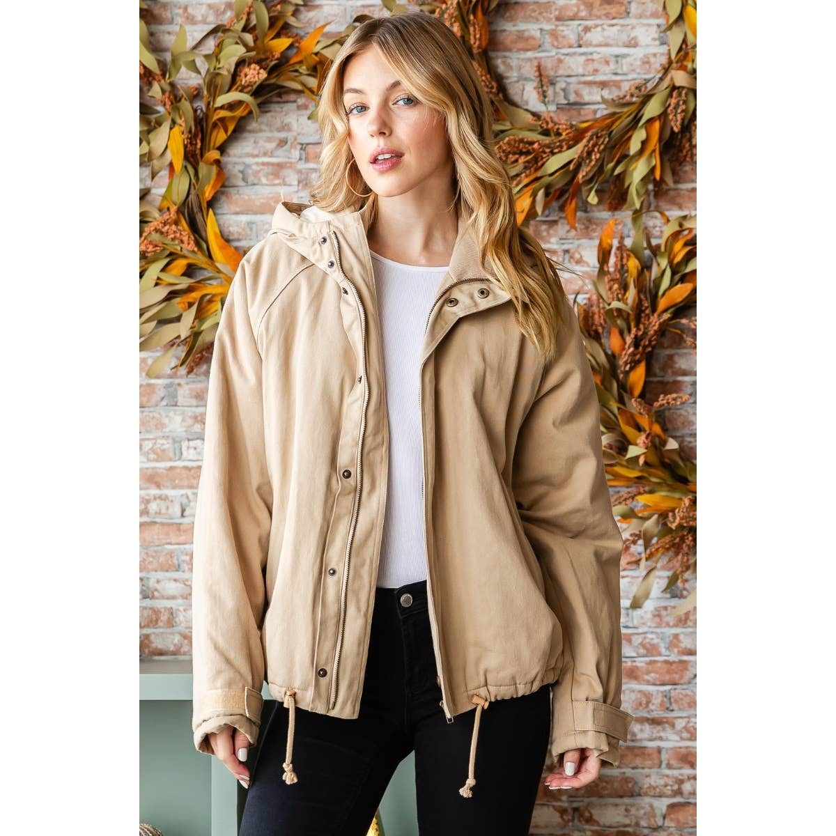 Solid Zip Up Hoodie Jacket