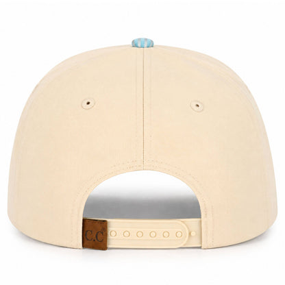 C.C Striped Pattern on Bill Plain Two Tone Trucker Hat