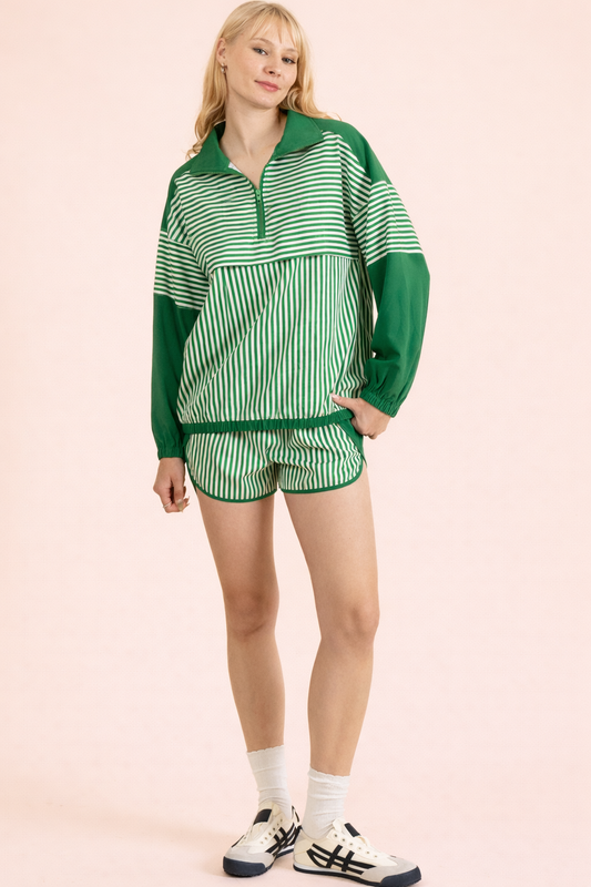 Stripe Active Top & Shorts Set