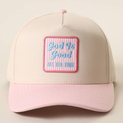 God Is Good Embroidered Patch Two-Tone Trucker Hat