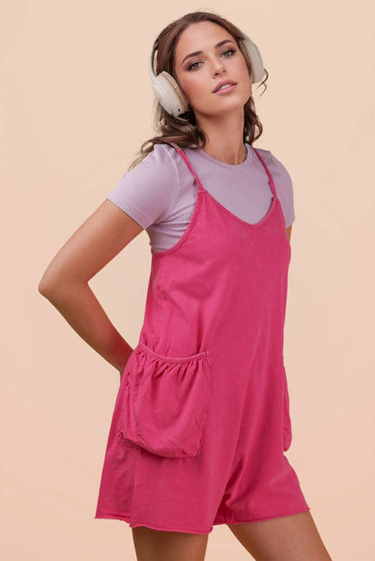 NP70359-Mineral Washed Sleeveless Casual Knit Romper