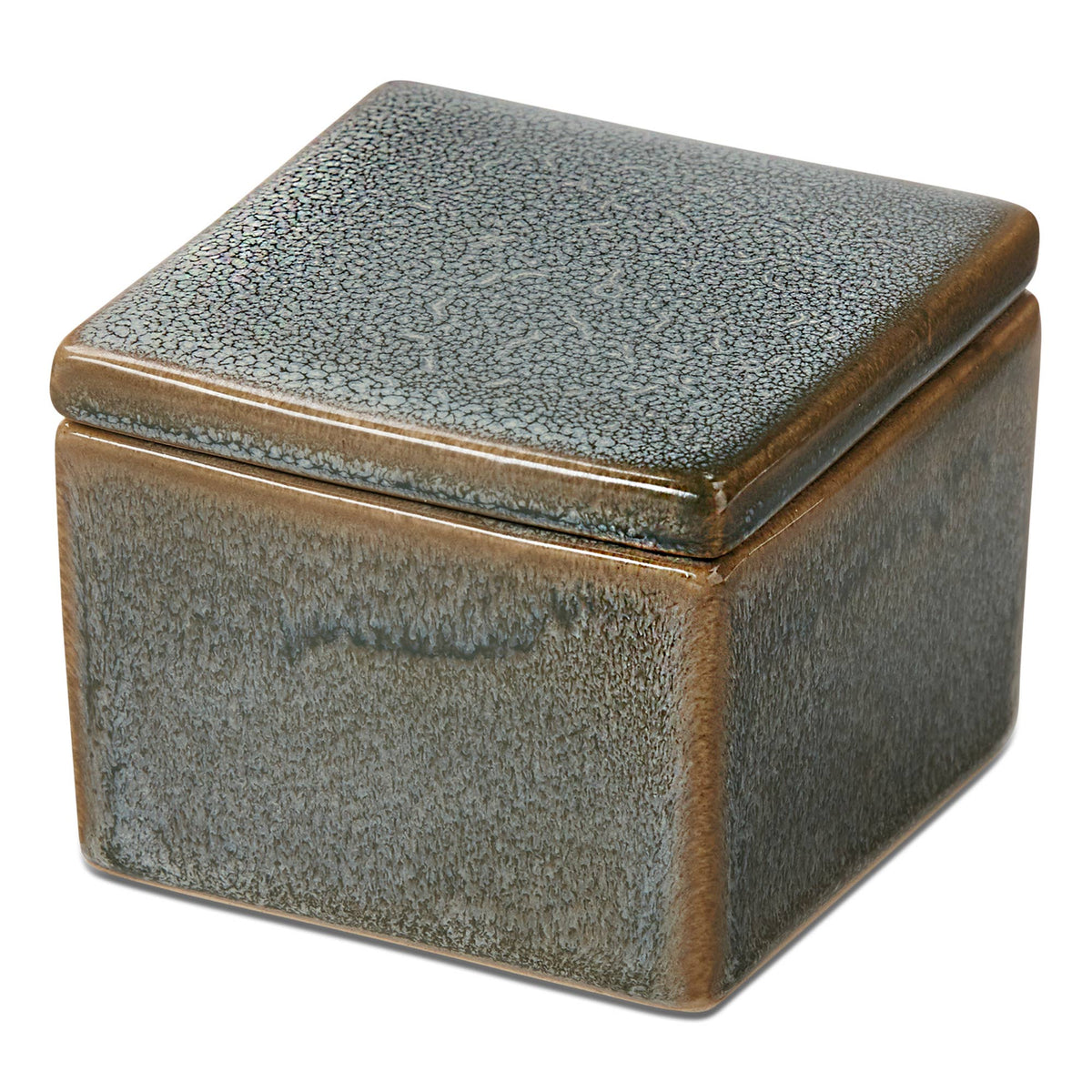 Decorative Stoneware Box Small Blue Summer