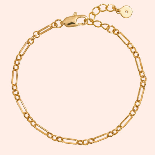 Gold Dipped Rectangular Link Chain Bracelet