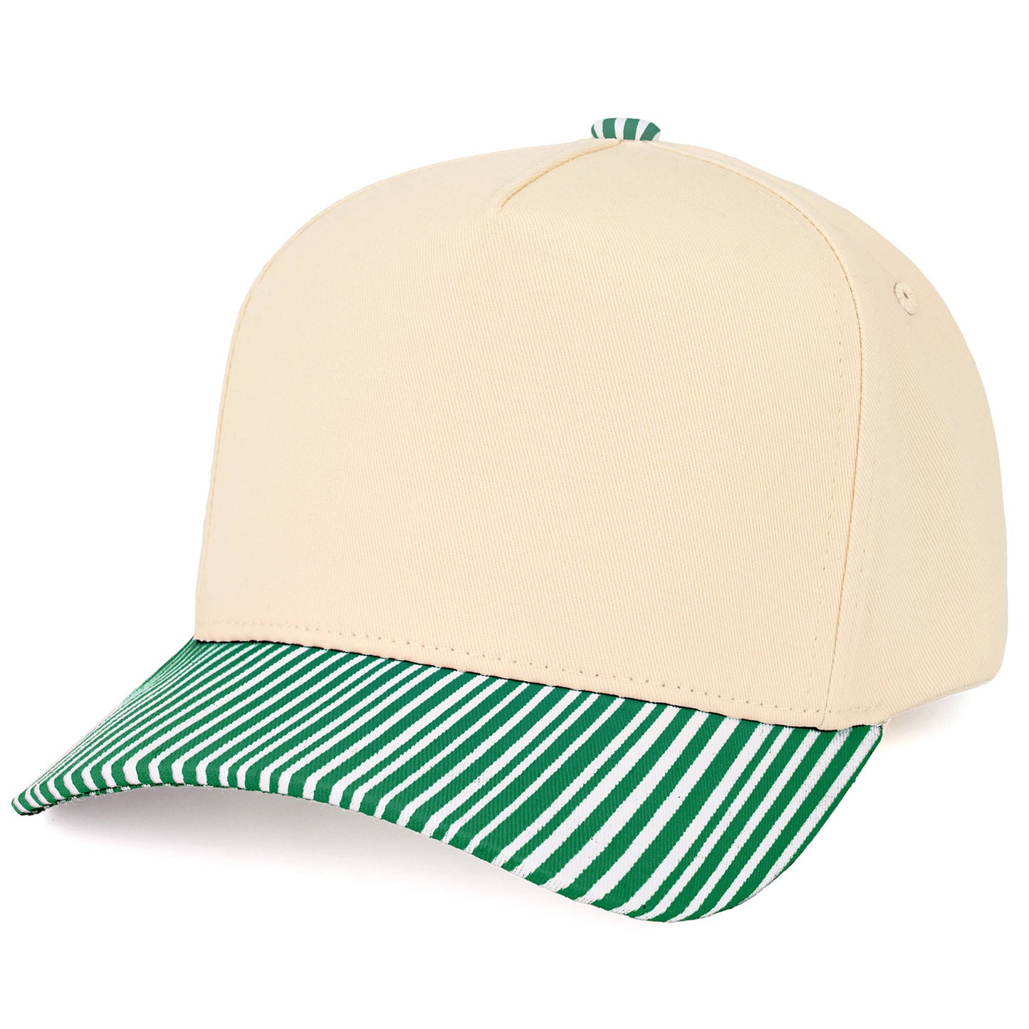 C.C Striped Pattern on Bill Plain Two Tone Trucker Hat
